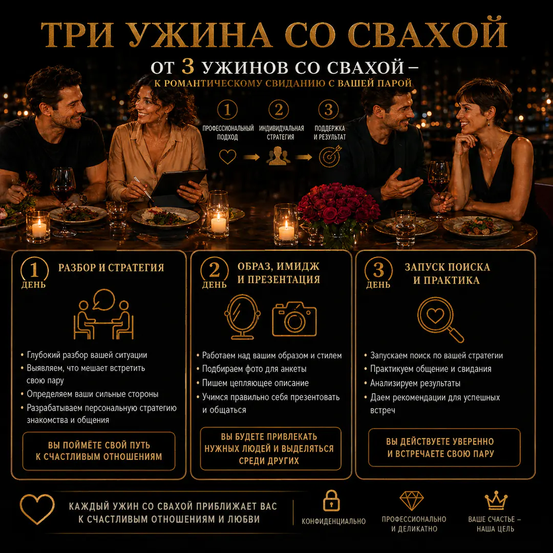 ТРИ УЖИНА СО СВАХОЙ = ОДИН РОМАНТИЧЕСКИЙ УЖИН «КОД К СЧАСТЬЮ» УЖЕ СО СВОЕЙ ПАРОЙ
